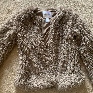 White Fawn girls taupe faux fur jacket size M